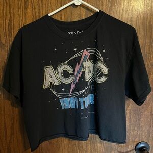 AC/DC Black Graphic Women's Crop Top